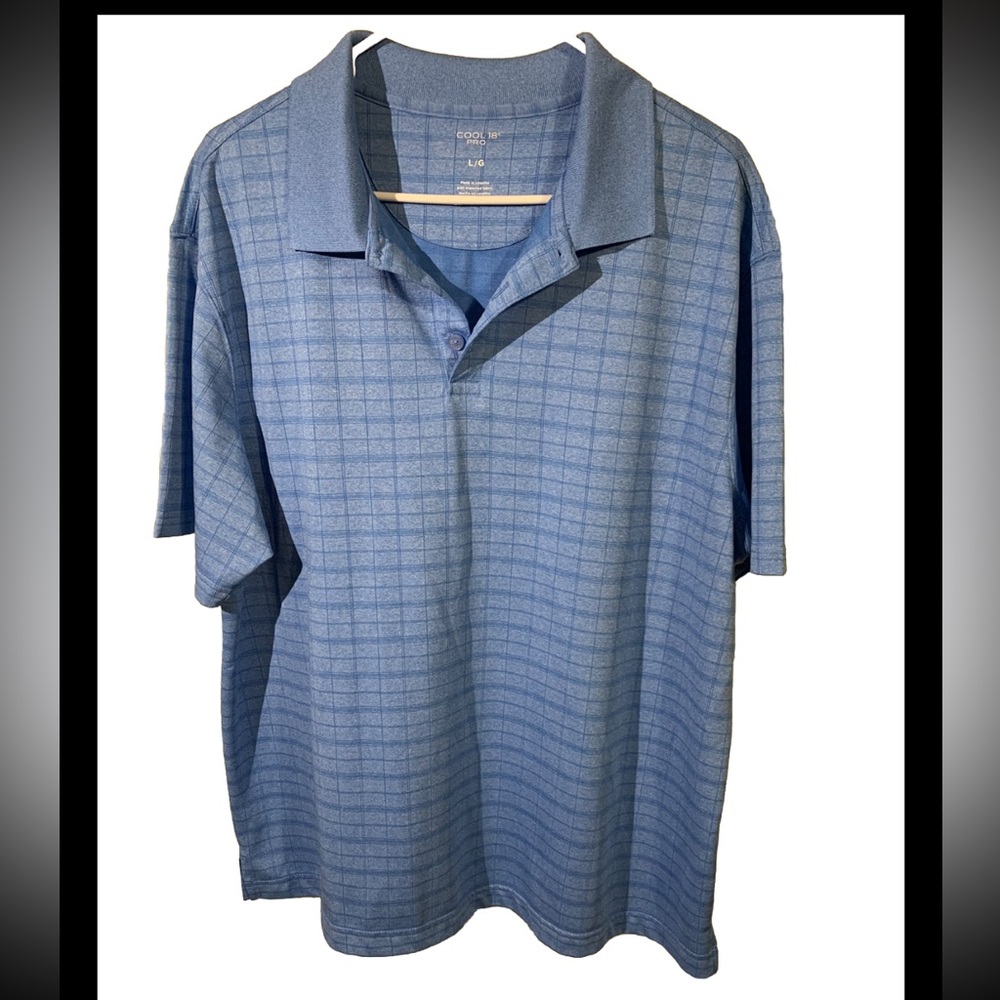 Cool 18 Pro Short Sleeve Mens Golf Polo Shirt Size Large Blue